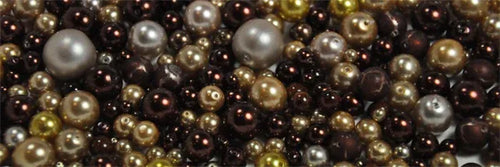 Tjeckiska vaxade glaspärlor - Brun mix 50 gram Hilmas Pyssel