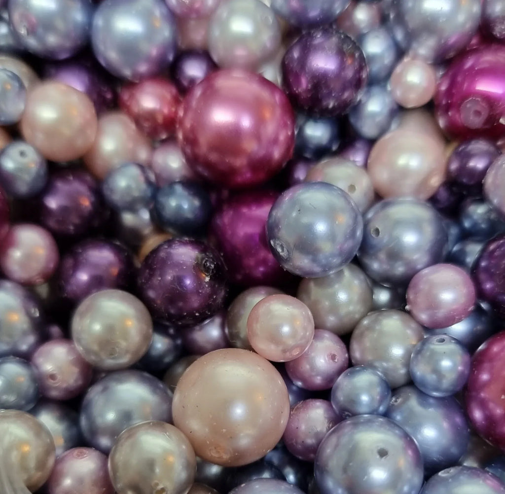 Tjeckiska Vaxade Glaspärlor - Lila Mix 50 Gram Hilmas Pyssel