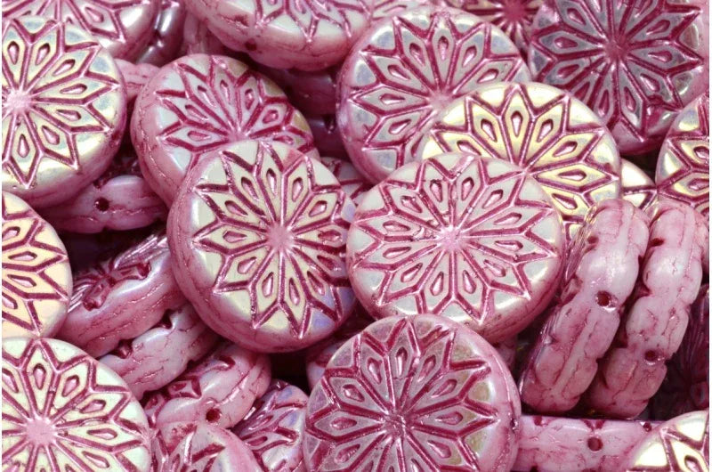 Origami Flower Bead - White with Rosé AB 18mm, 6-pack Hilmas Pyssel