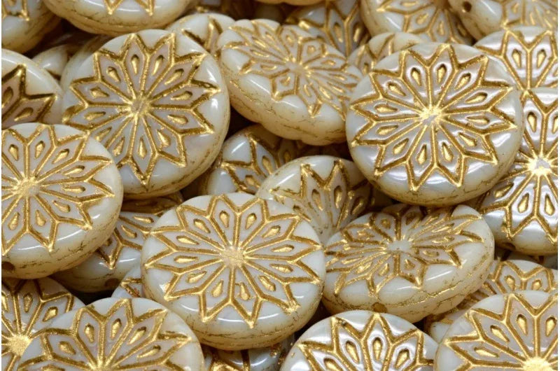 Origami Flower Bead - Light Caramel with gold 18mm, 6-pack Hilmas Pyssel