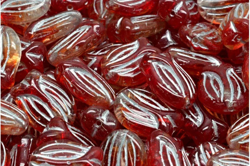 Tulip Bead - Red with Silver 16x11mm, 6-pack Hilmas Pyssel