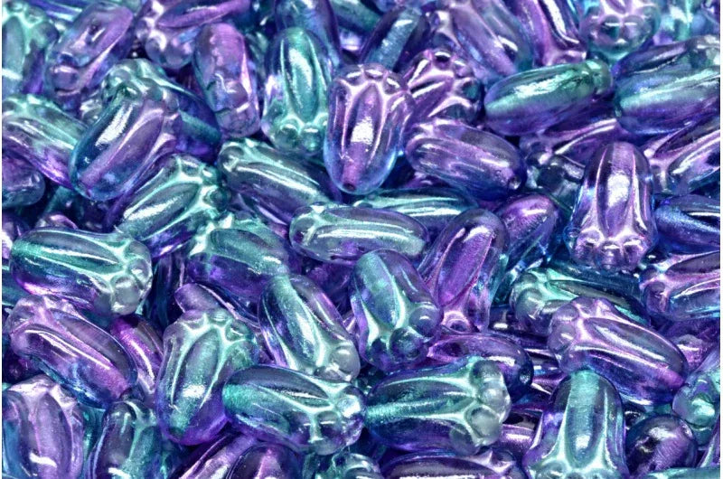 Tulip Bud Beads - Crystal Aqua Lilac 12x8mm, 20-pack Hilmas Pyssel