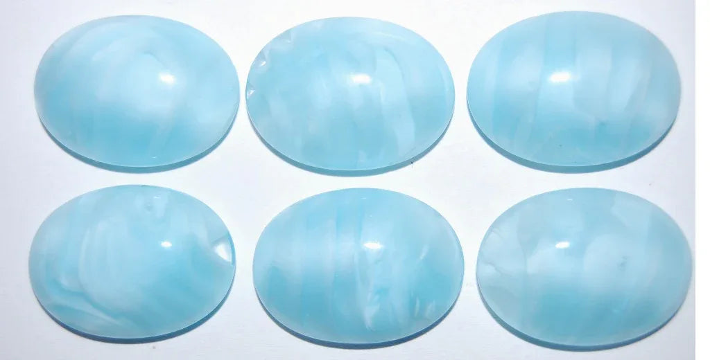 Cabochon Oval - Ljusblå Randig 25x18mm 1 styck Hilmas Pyssel