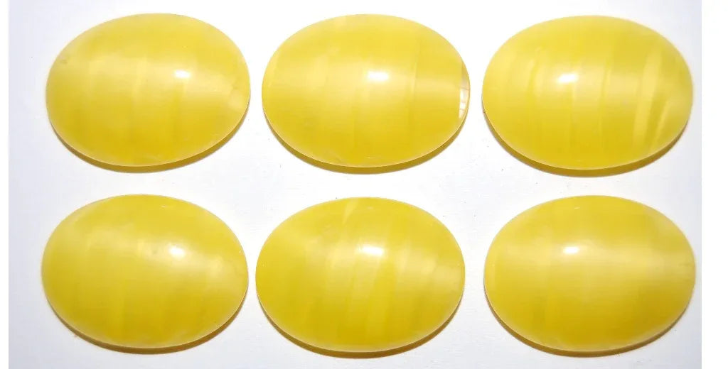 Cabochon Oval - Gul Randig 25x18mm 1 styck Hilmas Pyssel