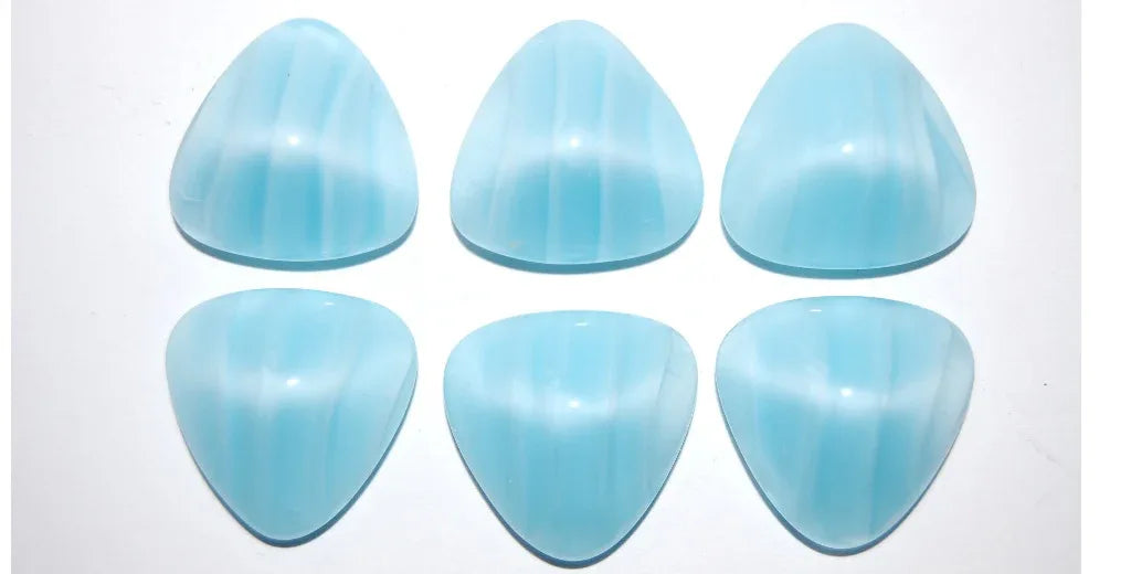 Cabochon Triangel - Ljusblå Randig ca 22mm 1 styck Hilmas Pyssel
