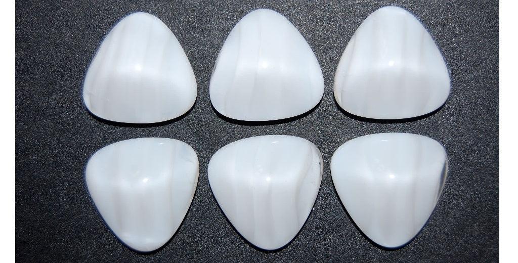 Cabochon Triangel - Vit Randig ca 22mm 1 styck Hilmas Pyssel