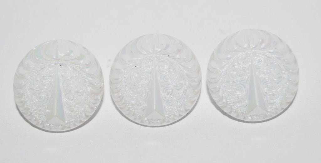 Glasknapp - Vit med Mönster 18mm 1 styck Hilmas Pyssel