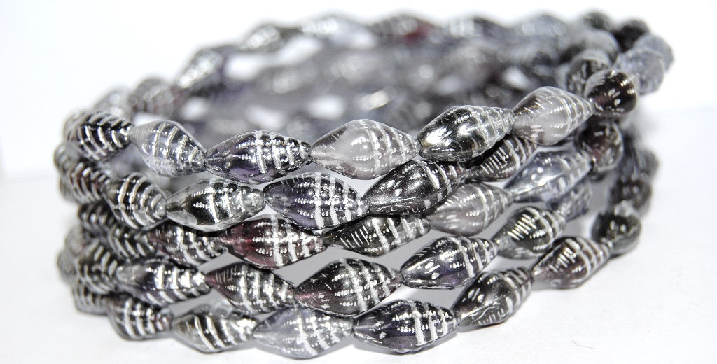 Miter Shell beads - Mix Lila med Silver 16x8mm, 10-pack Hilmas Pyssel