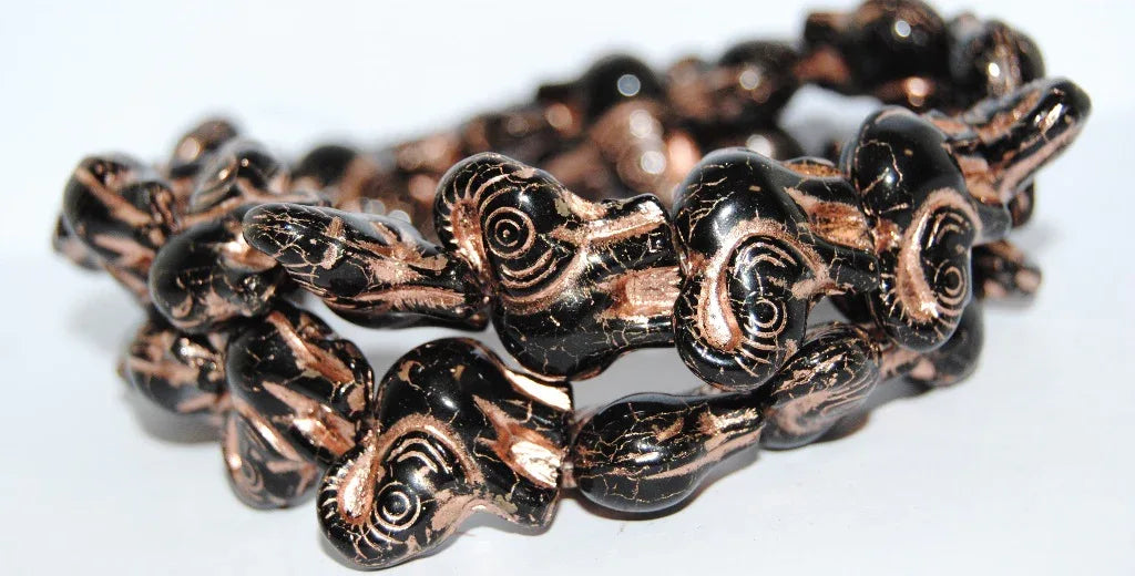 Glaspärla Elefant - Jet with copper 20mm 1 styck Hilmas Pyssel
