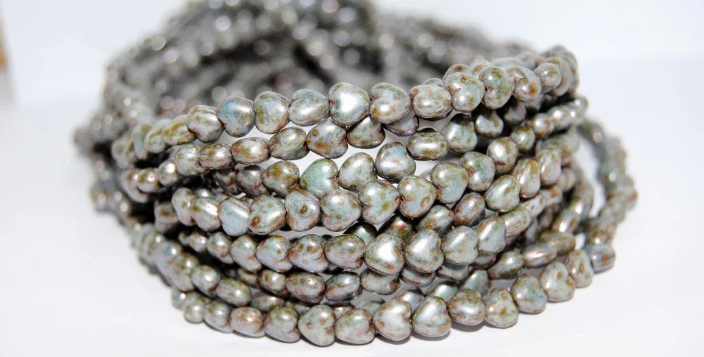 Tjeckiska Glaspärlor - Hjärtan Lazure Blue 6mm, 1 sträng Hilmas Pyssel