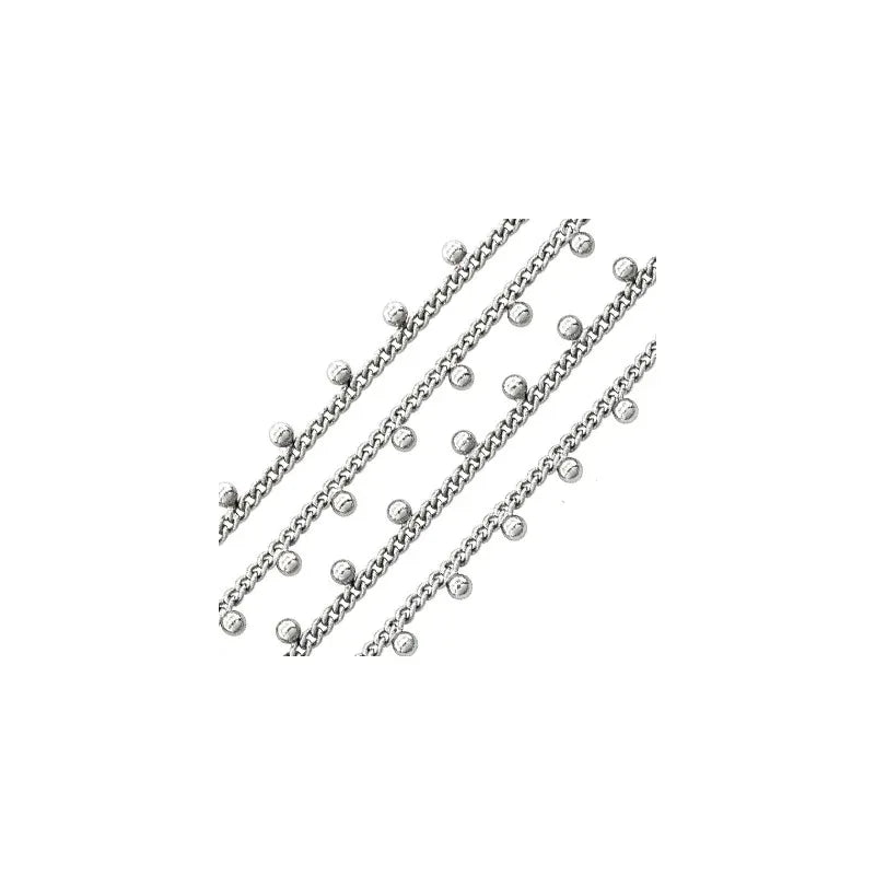 Kedja Silverfärgad - Med kulor 1,8x2,4 mm, 1 meter Grekisk Metall