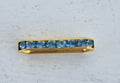 Swarovski strass-slider - Aquamarine / Gold 17x4mm, 1 styck Swarovski