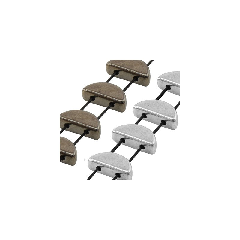 Mellandel Silverfärgad - Duo halvrund 5x10mm 2-pack Grekisk Metall