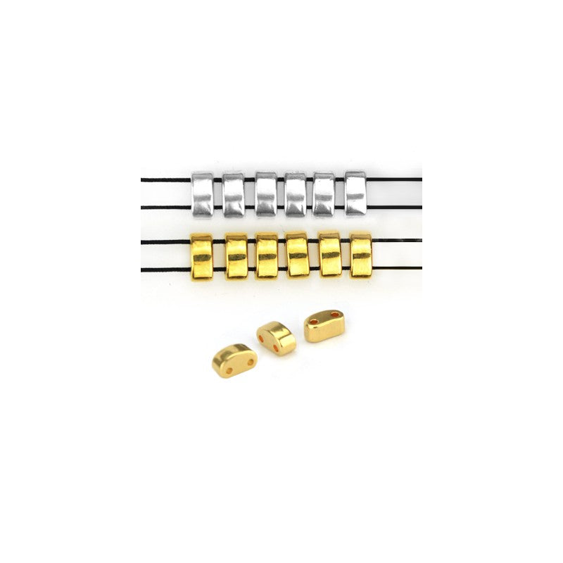 Mellandel Silverfärgad - Duo Round Brick 3x6mm 2-pack Grekisk Metall