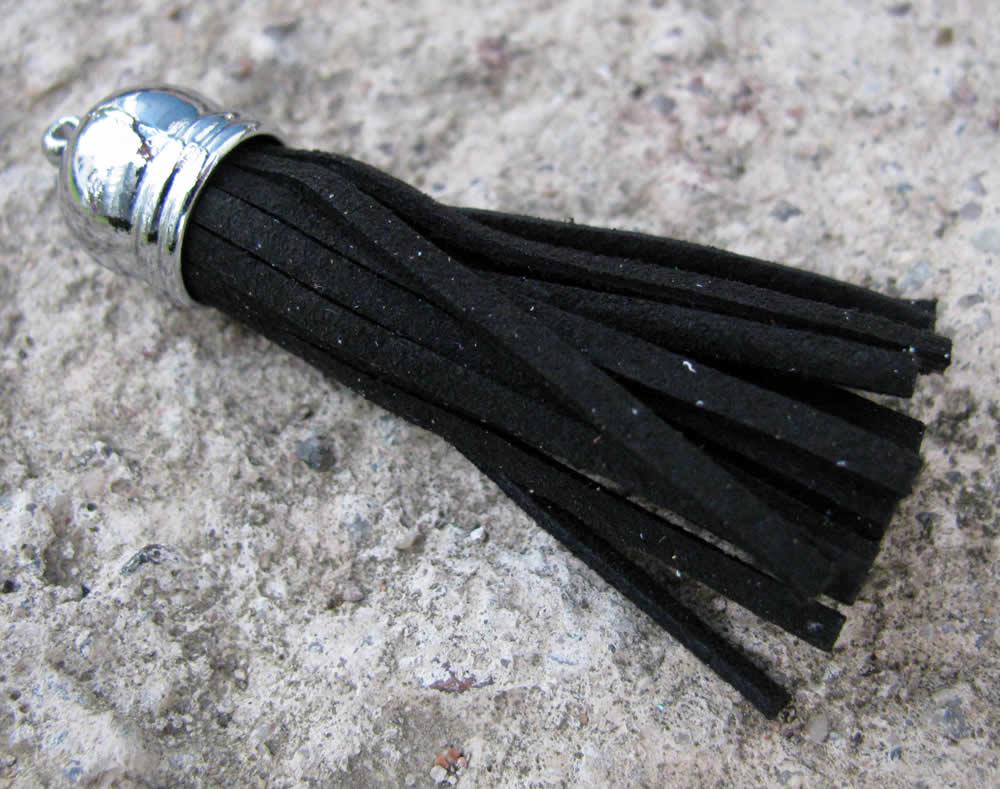 Hänge tassel - Moccaimitation, Svart 56mm, 1 pack Hilmas Pyssel