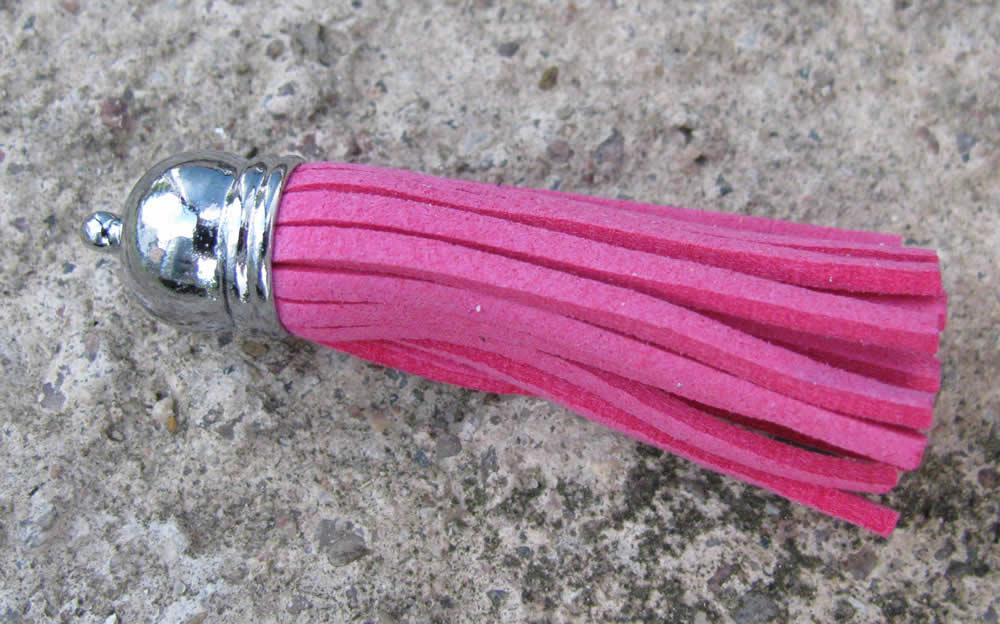 Hänge tassel - Moccaimitation, Mörkrosa 36mm, 1 styck Hilmas Pyssel