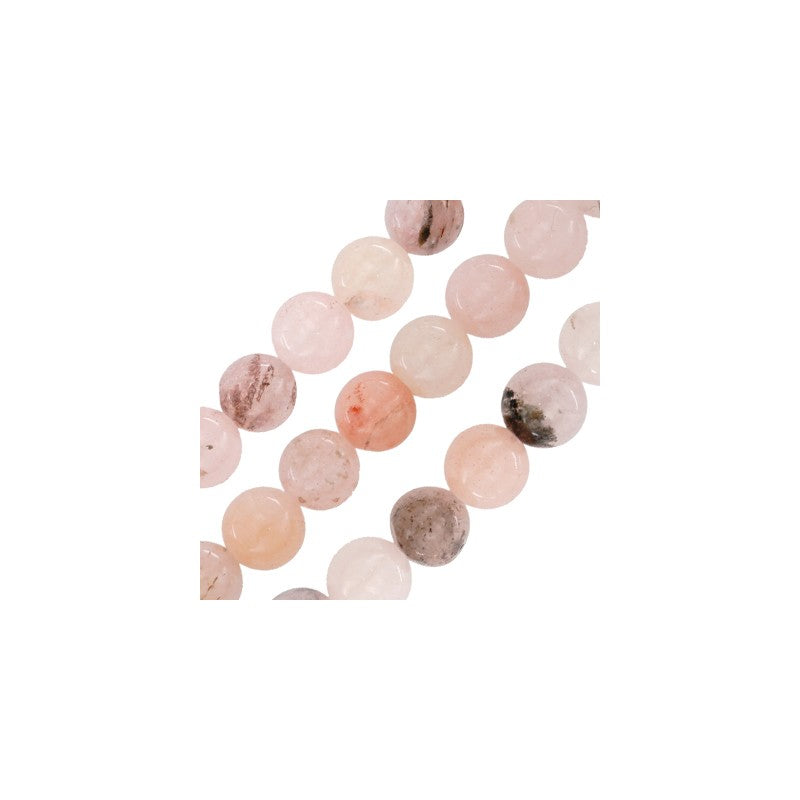 Mountain Jade rund - Beige/Rosa 8mm 1 sträng Hilmas Pyssel