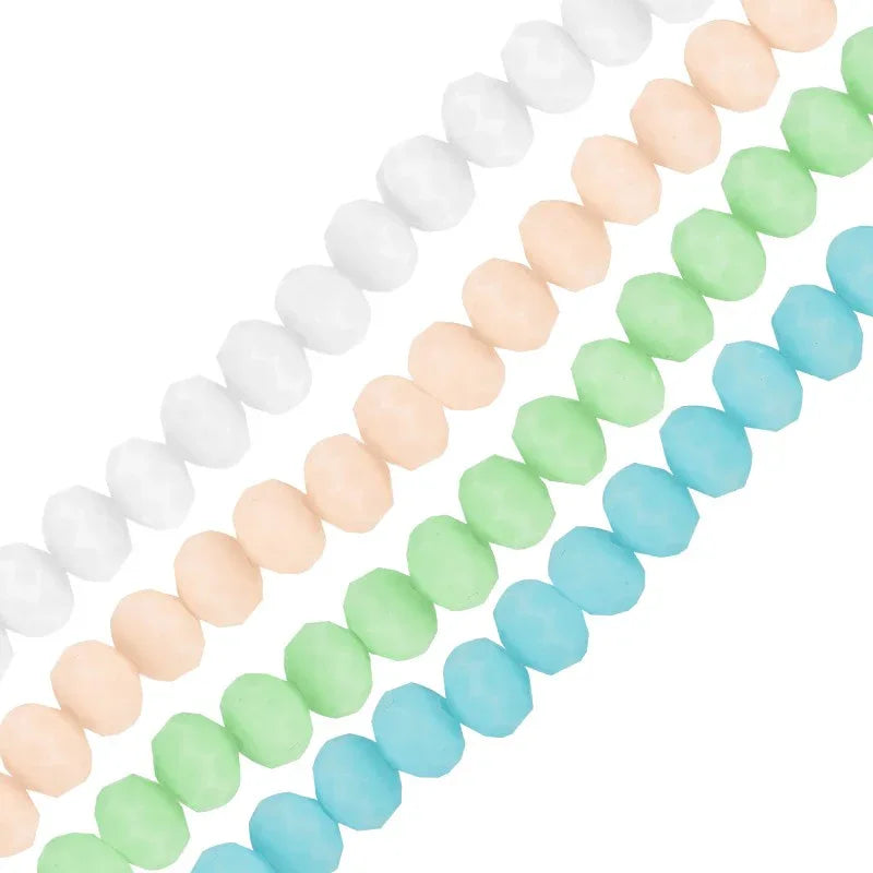 Facetterade glaspärlor - Matte ljusgrön, 3x2.5mm, 1 sträng Hilmas Pyssel