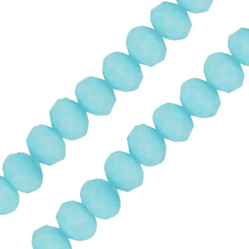 Facetterade glaspärlor - Matte ljusblå, 3x2.5mm, 1 sträng Hilmas Pyssel