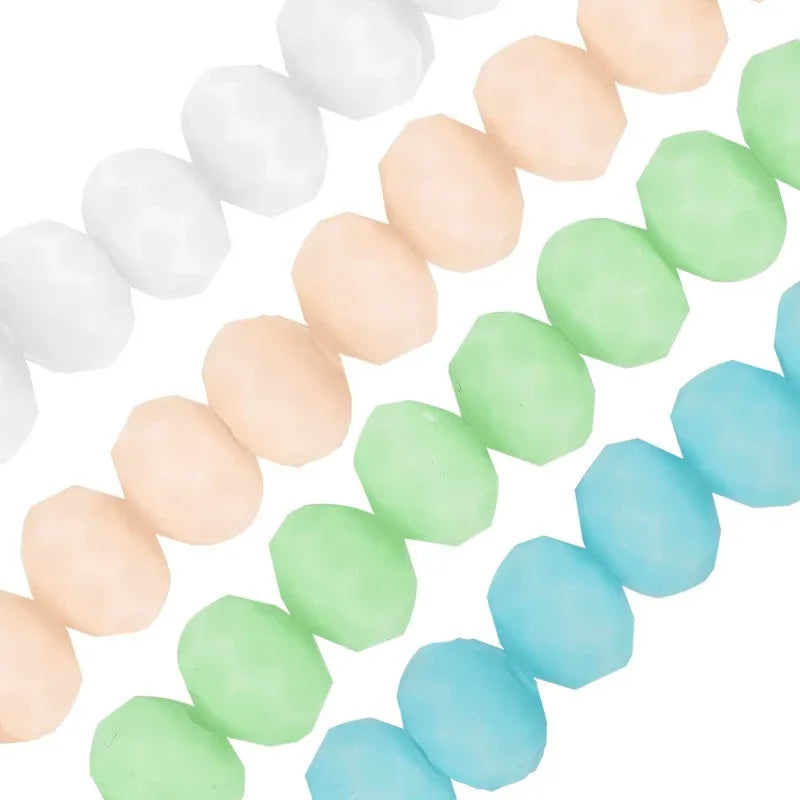 Facetterade glaspärlor - Matte laxfärgad, 3x2.5mm 1 sträng Hilmas Pyssel