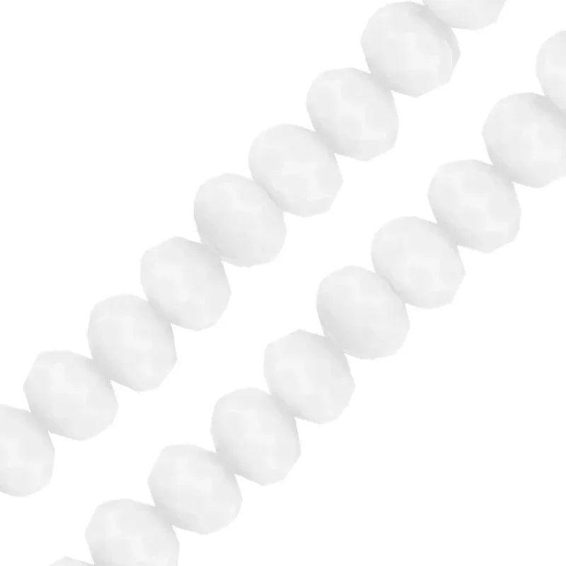 Facetterade glaspärlor - Matte vit, 3x2.5mm, 1 sträng Hilmas Pyssel