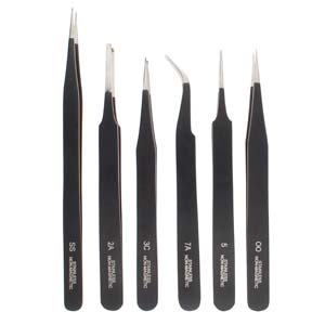 Mixade Pincetter Svarta Omagnetiska - 6 Delar Hilmas Pyssel