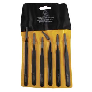 Mixade Pincetter Svarta Omagnetiska - 6 Delar Hilmas Pyssel