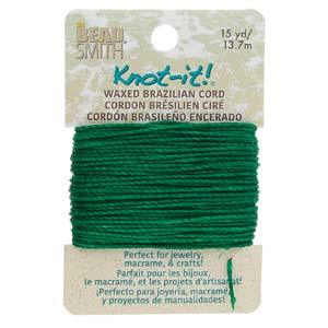 Knot-it Waxed Brazilian cord - Evergreen 13,7 m Beadsmith