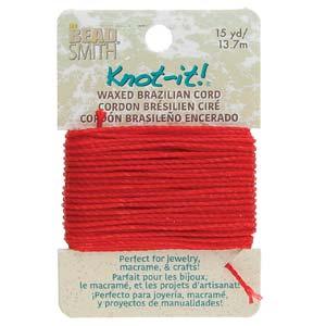 Knot-it Waxed Brazilian cord - Crimson 13,7 m Beadsmith