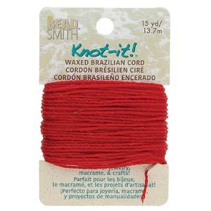 Knot-it Waxed Brazilian cord - Dark Red 13,7 m Beadsmith