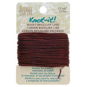 Knot-it Waxed Brazilian cord - Burgundy 13,7 m Beadsmith