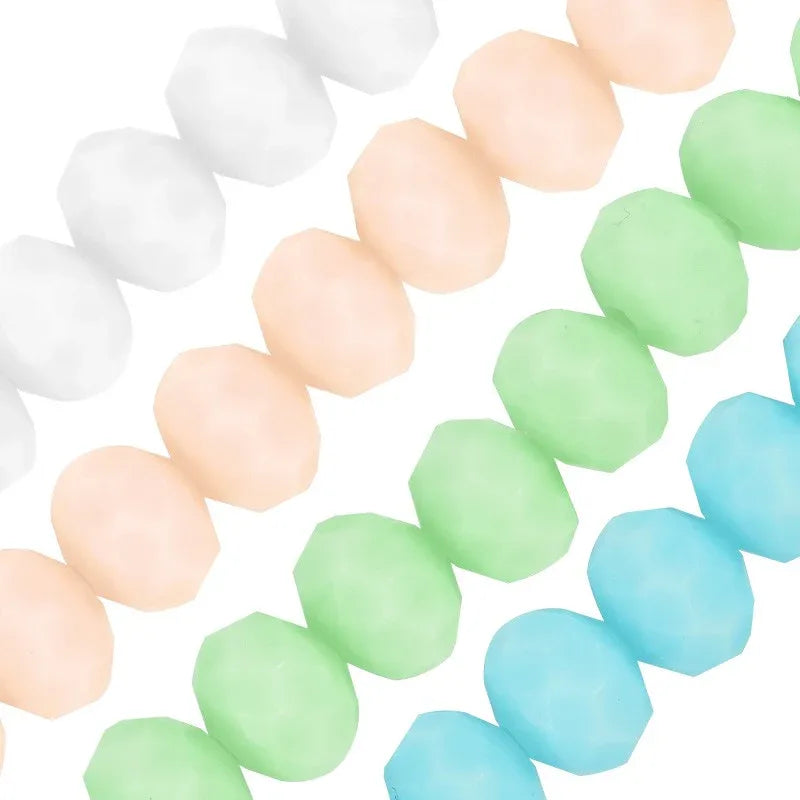 Facetterade glaspärlor - Matte Ljusblå 8x6mm 1 sträng Hilmas Pyssel