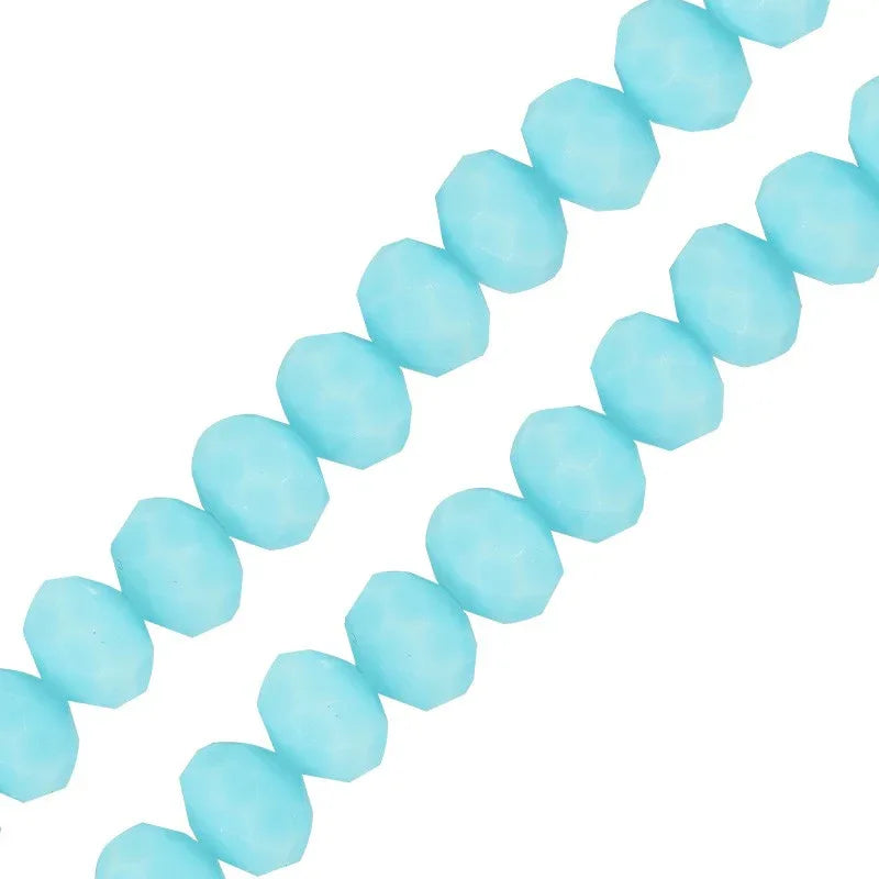 Facetterade glaspärlor - Matte Ljusblå 8x6mm 1 sträng Hilmas Pyssel