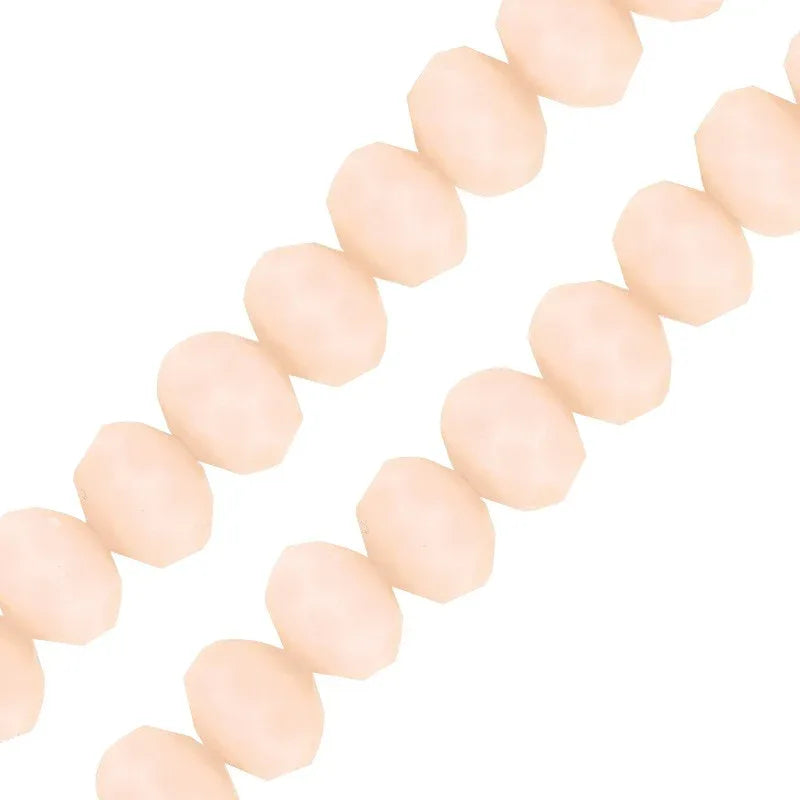 Facetterade glaspärlor - Matte laxrosa 8x6mm 1 sträng Hilmas Pyssel