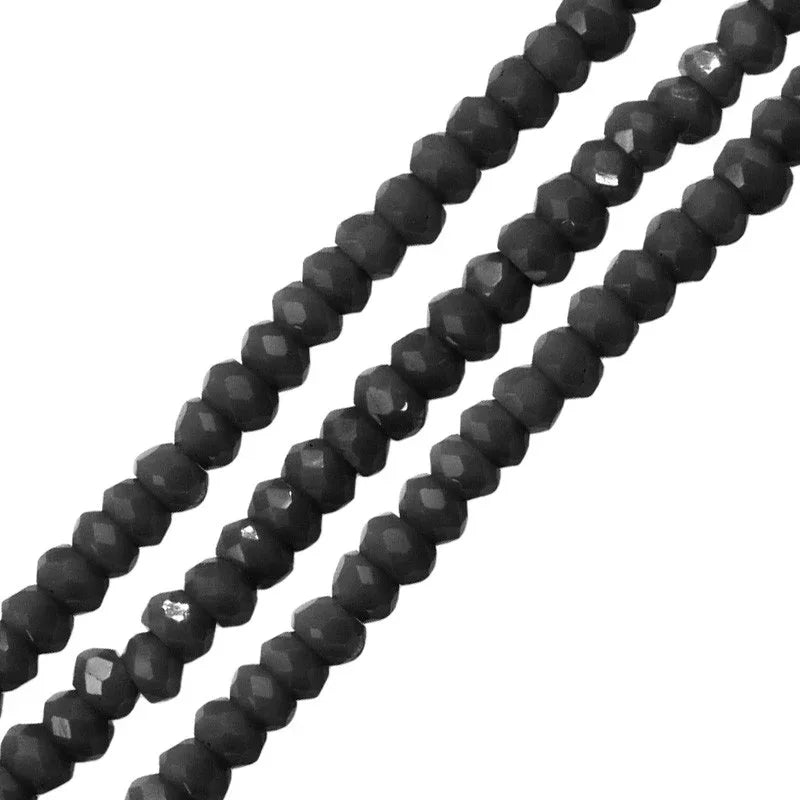 Facetterade glaspärlor - Svart 2,6x1,7mm 1 sträng Hilmas Pyssel