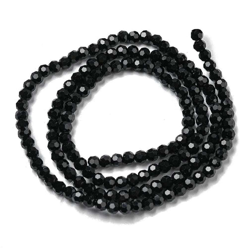 Glaspärlor Facetterade - Runda, Svarta 3mm, 1 sträng Hilmas Pyssel