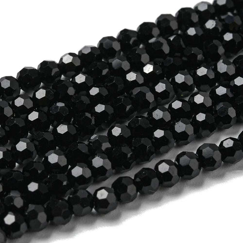 Glaspärlor Facetterade - Runda, Svarta 3mm, 1 sträng Hilmas Pyssel