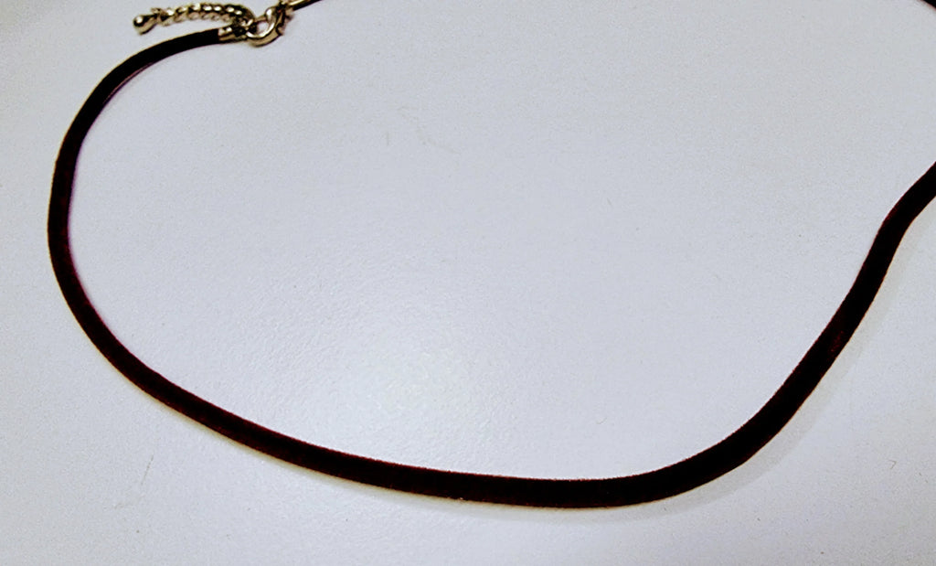 Gummi/sammet halsband - Brun ca 3mm, 1 styck Grekisk Metall