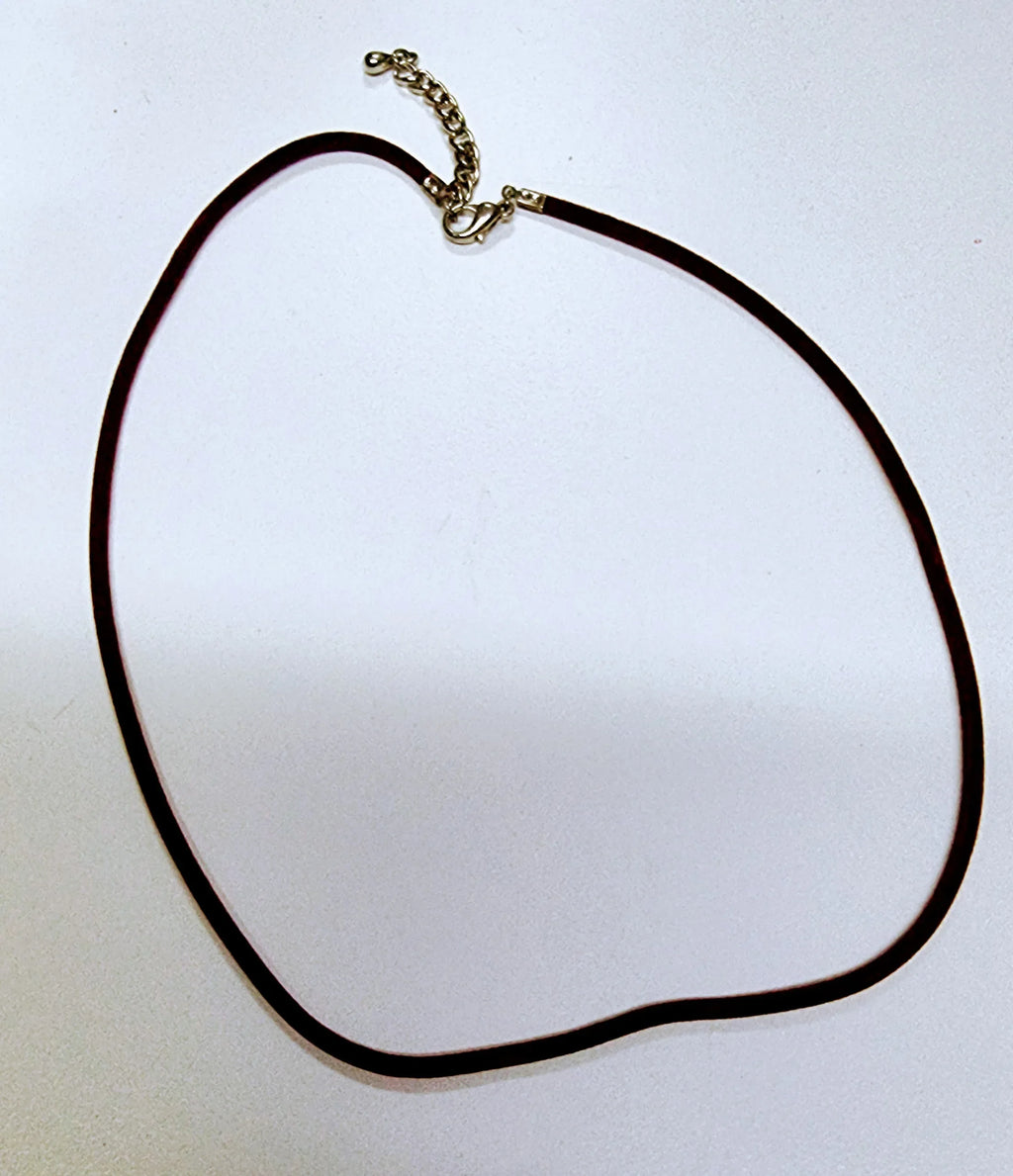 Gummi/sammet halsband - Brun ca 3mm, 1 styck Grekisk Metall