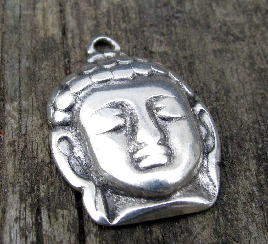 Berlock Silverpläterad - Buddha Huvud 30x21mm 1 styck Grekisk Metall