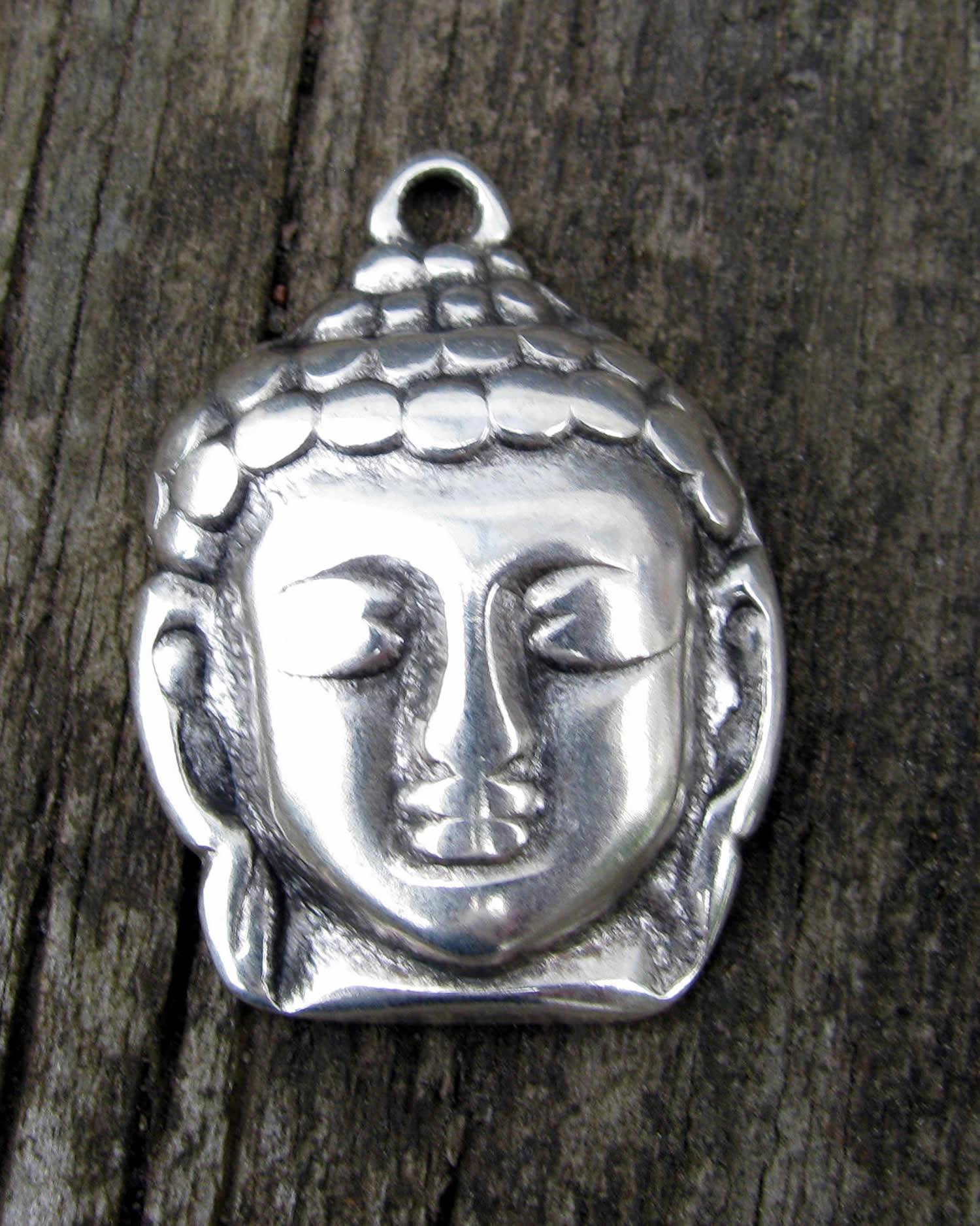 Berlock Silverpläterad - Buddha Huvud 30x21mm 1 styck Grekisk Metall