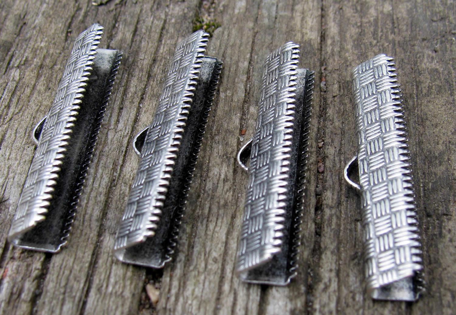 Ändfäste platta band Silverfärgad - Bredare modell, 29 mm, 4-pack Grekisk Metall