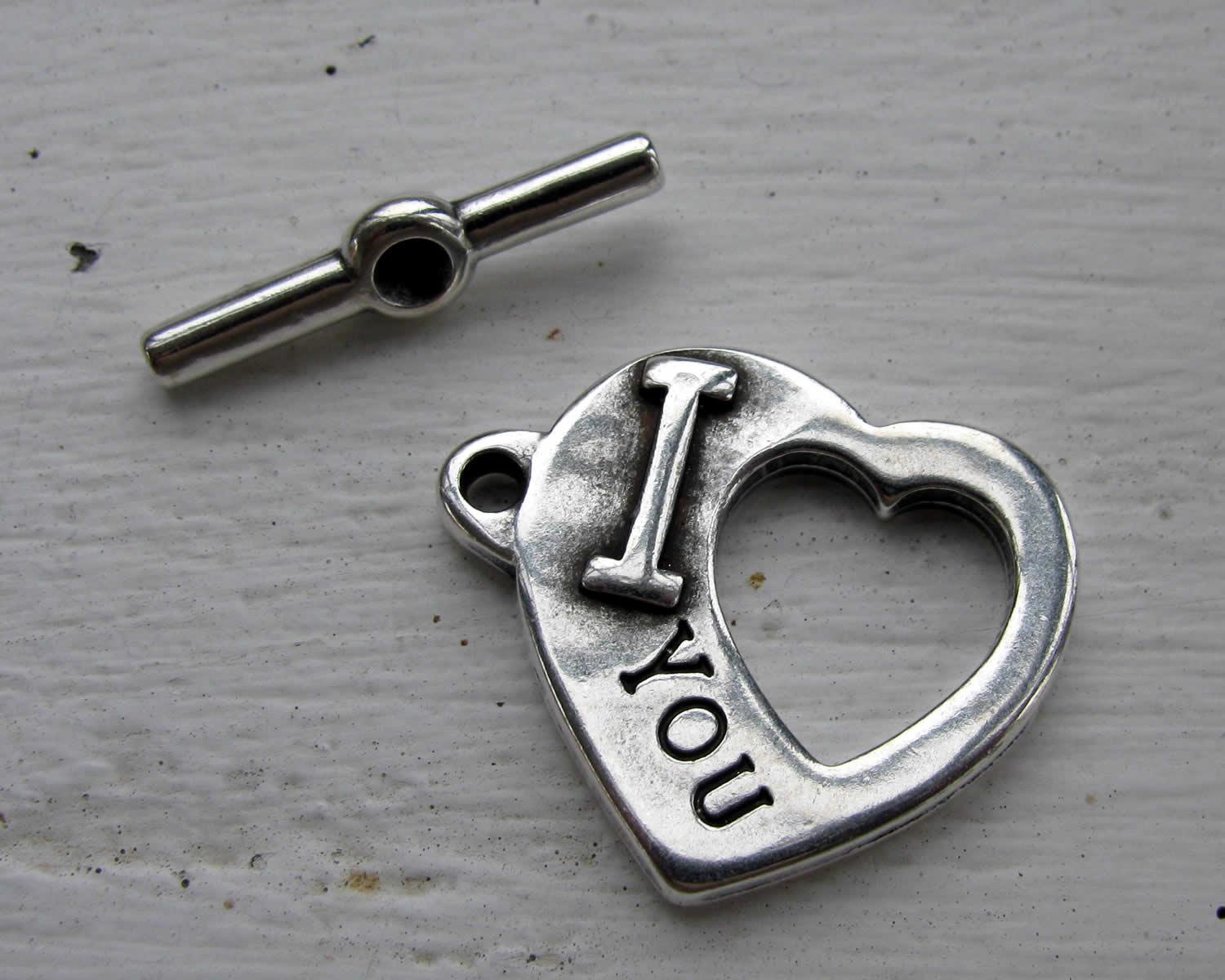 Stavlås Silverfärgat - Hjärta I <3 You 1 Set Grekisk Metall