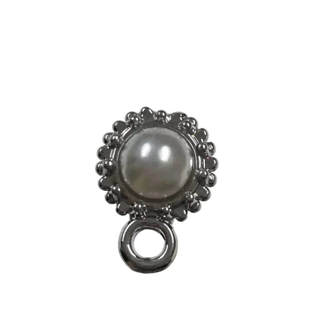 Örstickare Silverfärgad - Rund med pärla 7mm, 2-Pack Grekisk Metall
