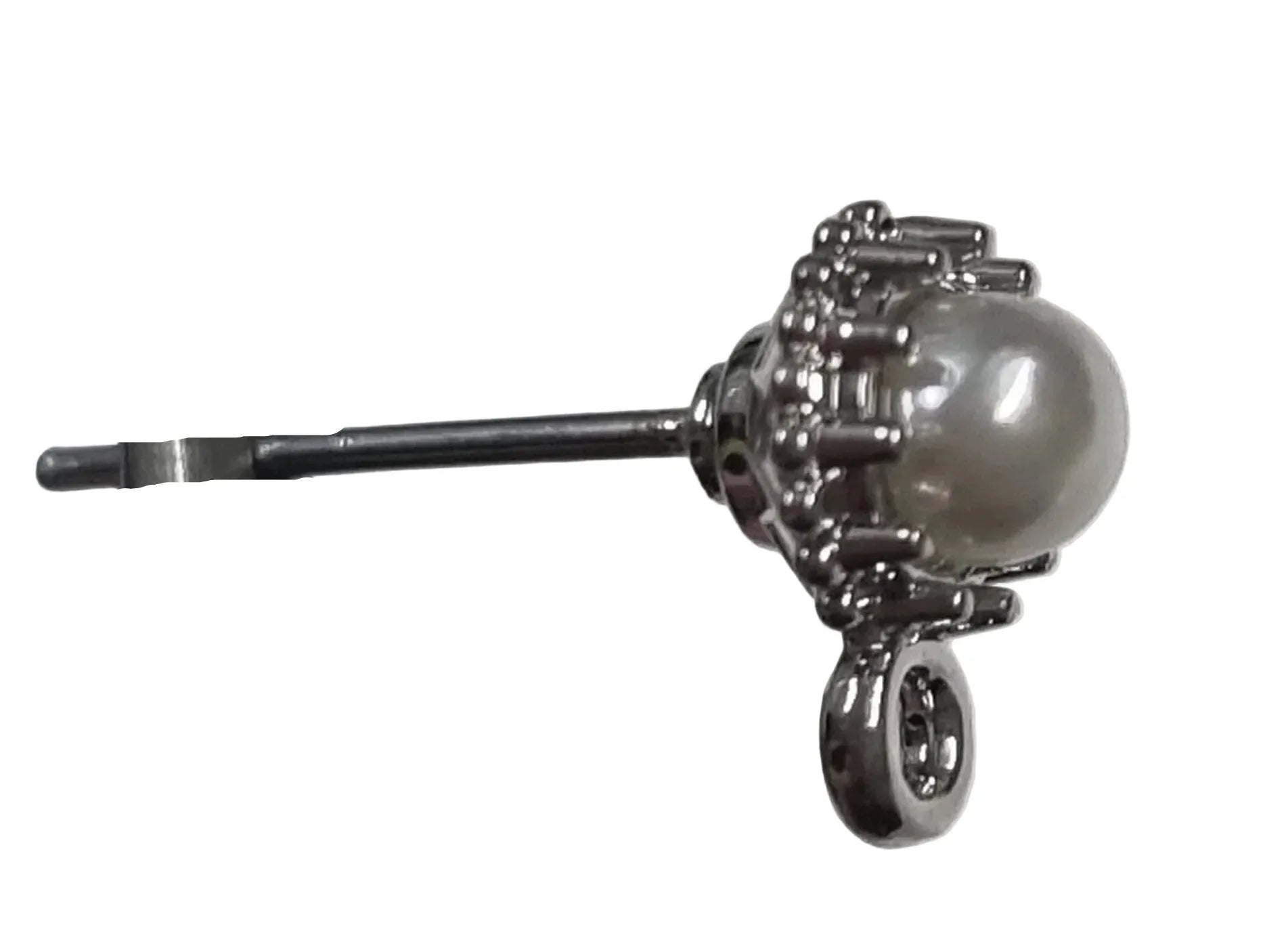 Örstickare Silverfärgad - Rund med pärla 7mm, 2-Pack Grekisk Metall