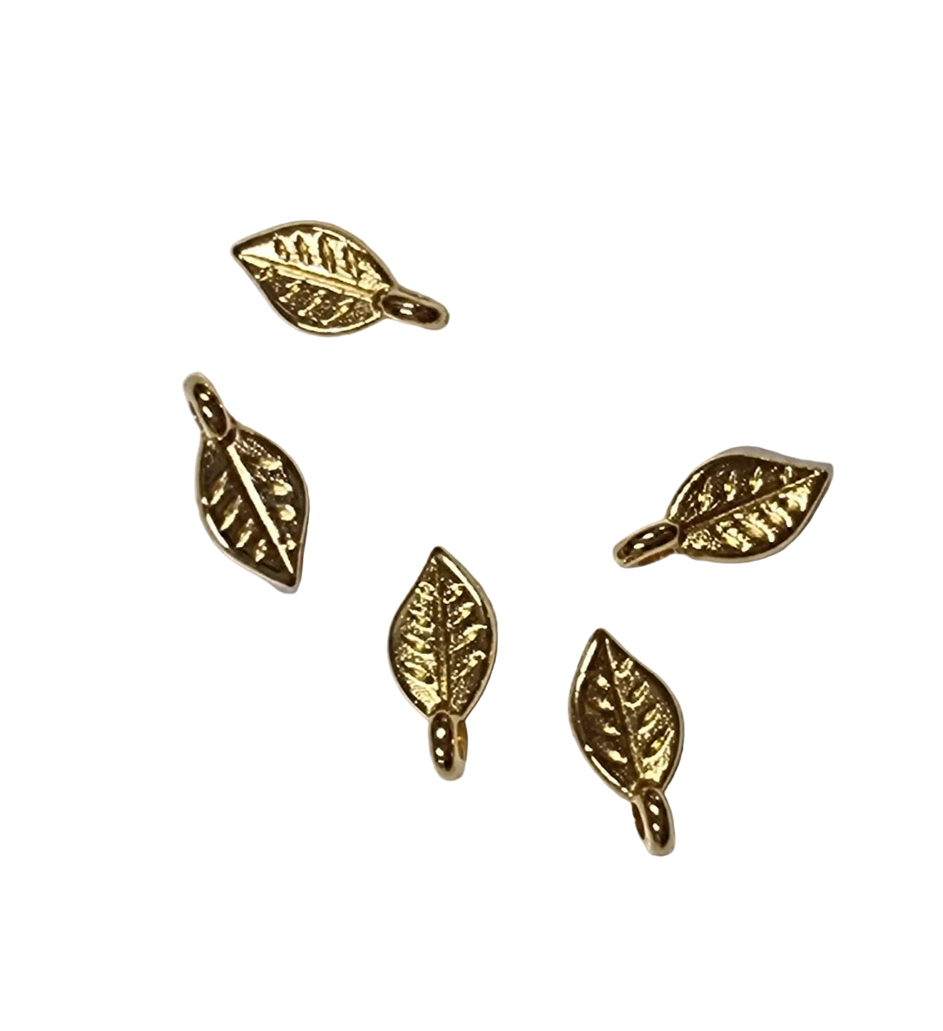 Berlock 24K guldpläterad - Litet Löv 5-pack Grekisk Metall