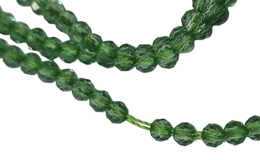 Glaspärlor Facetterade - Runda Grön 3mm 1 sträng Hilmas Pyssel