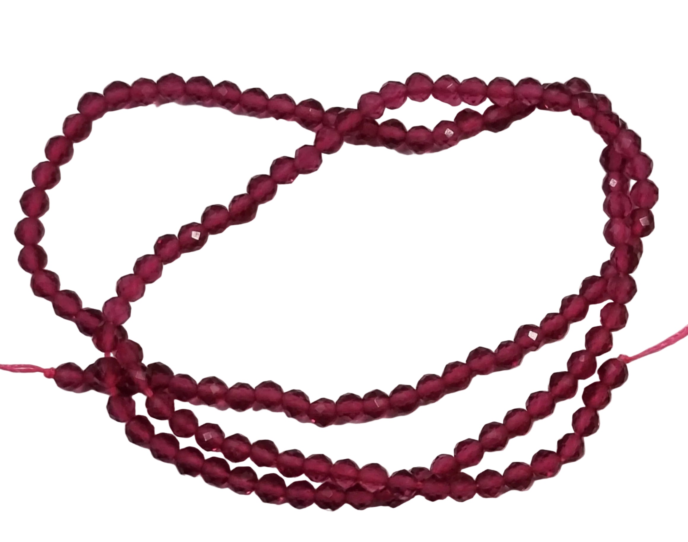 Glaspärlor Facetterade - Runda Fuchsia 3mm 1 sträng Hilmas Pyssel