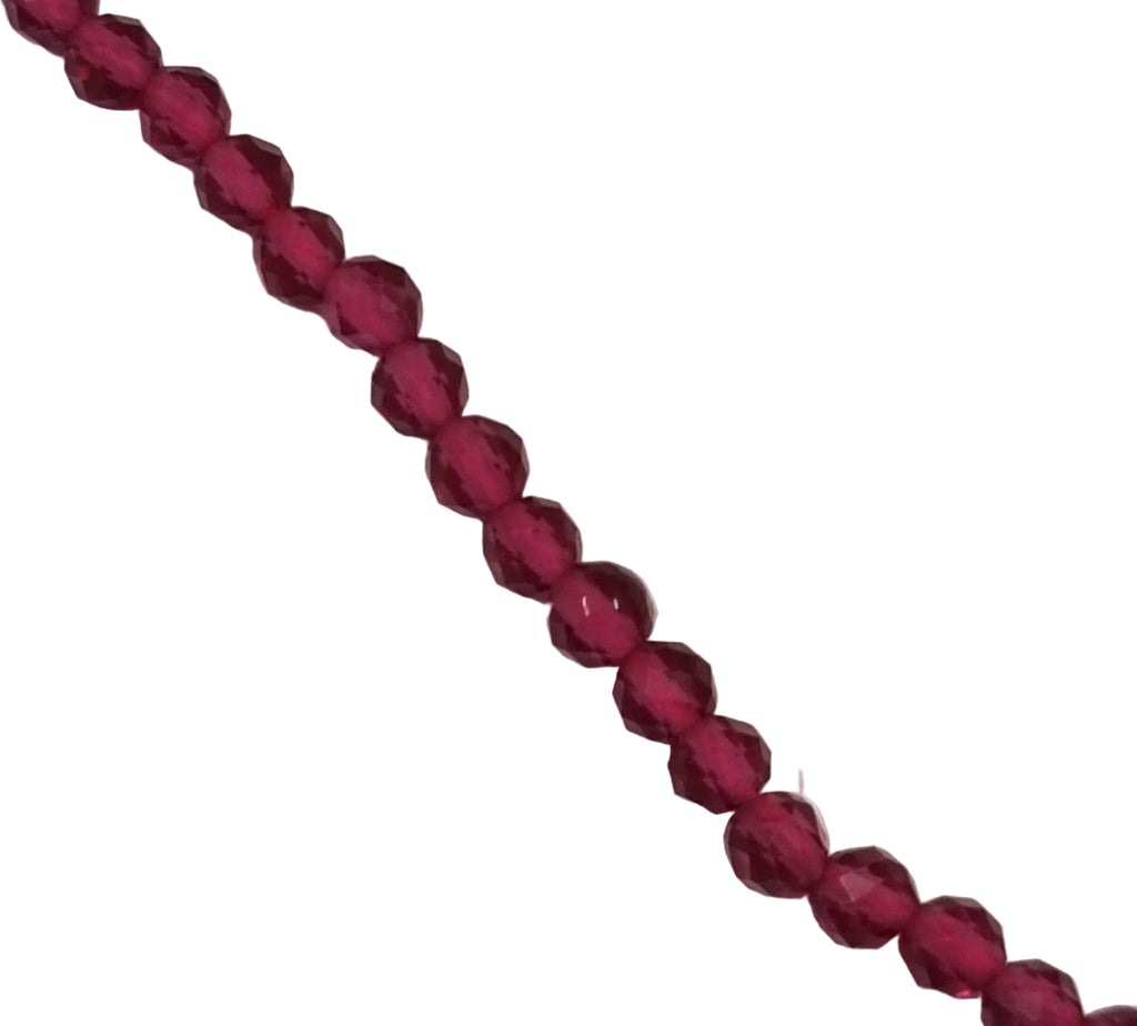 Glaspärlor Facetterade - Runda Fuchsia 3mm 1 sträng Hilmas Pyssel