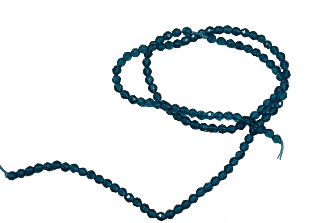 Glaspärlor Facetterade - Runda Blue Zircon 3mm 1 sträng Hilmas Pyssel